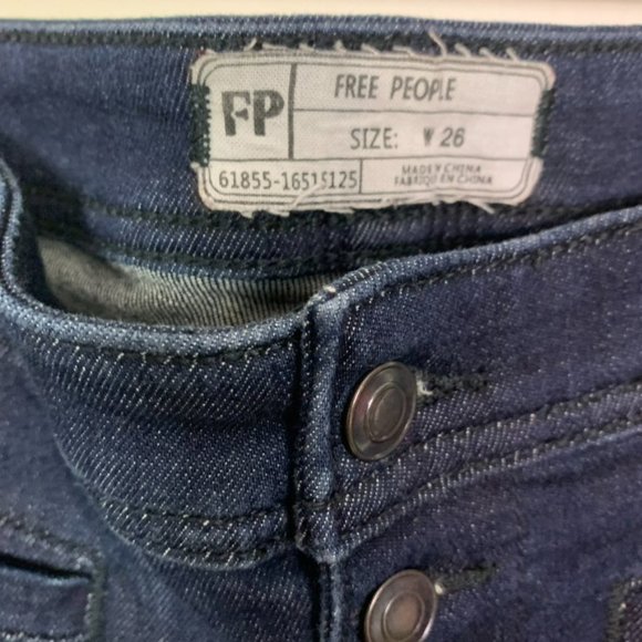 Free People Dark Wash High Waisted Fit and Flare Jeans - Picture 3 of 9